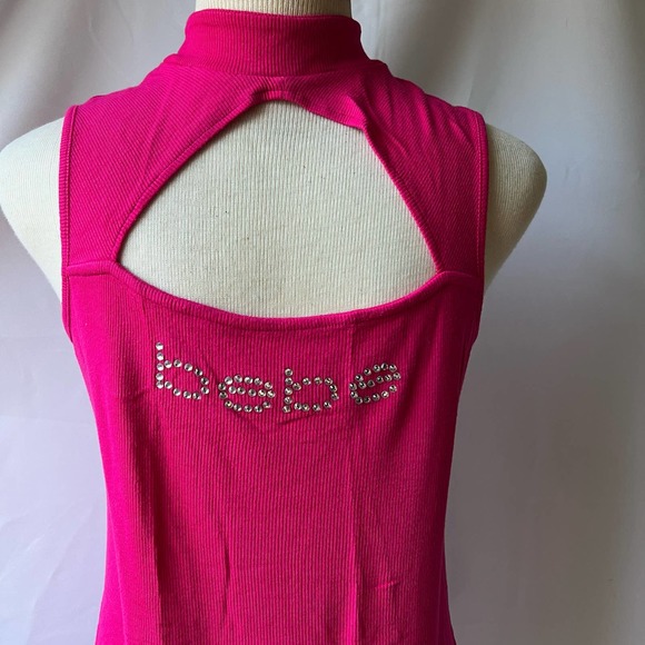 Vintage Bebe Rhinestone Dark Pink Logo Top Size Medium - Picture 4 of 8